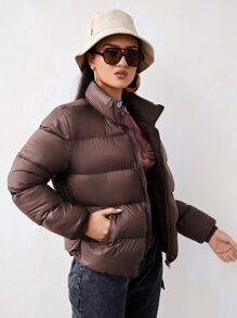 Zip Front Puffer Coat