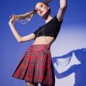 Zip Side Tartan Pleated Skirt