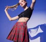 Zip Side Tartan Pleated Skirt