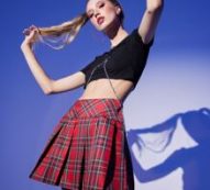 Zip Side Tartan Pleated Skirt