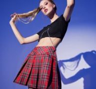 Zip Side Tartan Pleated Skirt