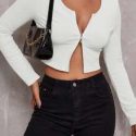 Zip Up Rib-knit Crop Top