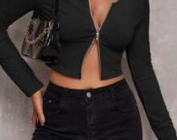 Zip Up Rib-knit Crop Top