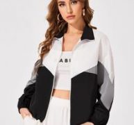 Zipper Front Colorblock Wind Jacket