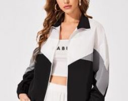 Zipper Front Colorblock Wind Jacket