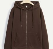 Zipper Kangaroo Pocket Drawstring Hoodie