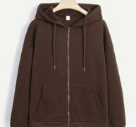 Zipper Kangaroo Pocket Drawstring Hoodie
