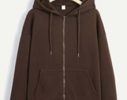 Zipper Kangaroo Pocket Drawstring Hoodie