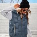 Zipper Up Hooded Sleeveless Winter Coat